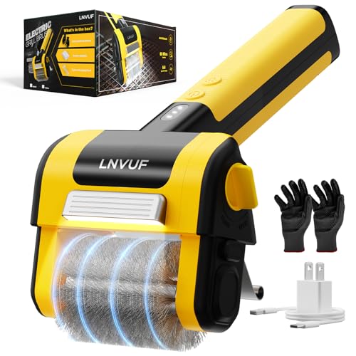 Electric Grill Brush, Grill Cleaner with LED Light, with 800 RPM Motor, Heavy Duty Grill Cleaning Tool, Personalized Grill Gift s for Dad (Yellow) - color: Yellow