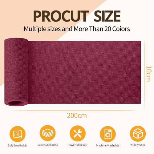 Fabric Repair Tape, 4" x 80" Self-Adhesive Linen Repair Tape Patch Kit - color: Burberry Red, size: 4" x 80"