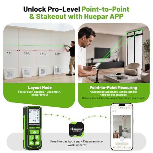 Huepar Bluetooth Green Laser Measuring Tool 330FT, S100-G-BT