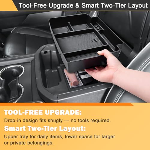 Center Console Organizer Tray for Power Sliding Armrest Console