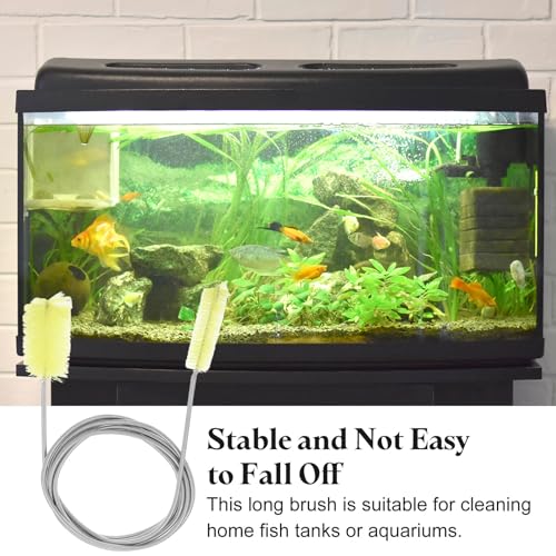 HARFINGTON 3pcs Flexible Long Drain Brush Straw Cleaner Set 78.74" Stainless Steel Double Ended Hose Brush with 8" Nylon Long Tube Pipe Cleaning for Fish Tank Sink Pipe, Yellow - color: Yellow, size: 200cm