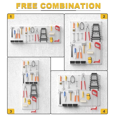 Ultrawall Metal Pegboard Panels, Pegboard Wall Organizer, Gray Peg Boards - color: Gray, size: 16x12"- 4 Pcs
