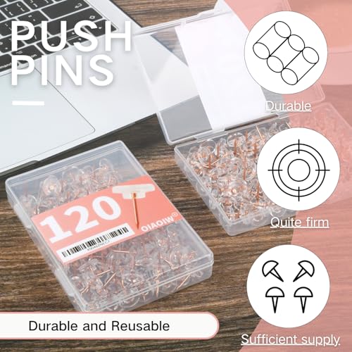 120PCS Glod Thumb Tacks for wall Push pins for wall thumbtacks for Hanging - color: Rose Gold