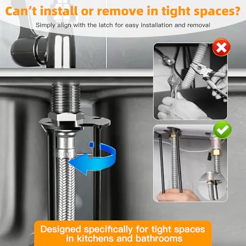 Multifunctional Sink Wrench Faucet Tool 2Pcs - 2026 New 7 in 1 Basin Wrench Faucet Wrench with Four-jaw Hex, Installation Removal Faucet Tool for Tight Spaces Under Sink Bathrooms, Toilets, Kitchens