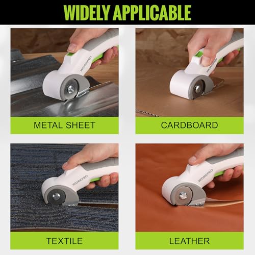 WORKPRO Cordless Electric Scissors, Rechargeable Power Rotary Cutters