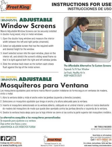 Frost King AWS1833SP WB Marvin Adjustable Window Screen, 18in High x Fits 19-33in Wide - style: 18in High x Fits 19-33in Wide