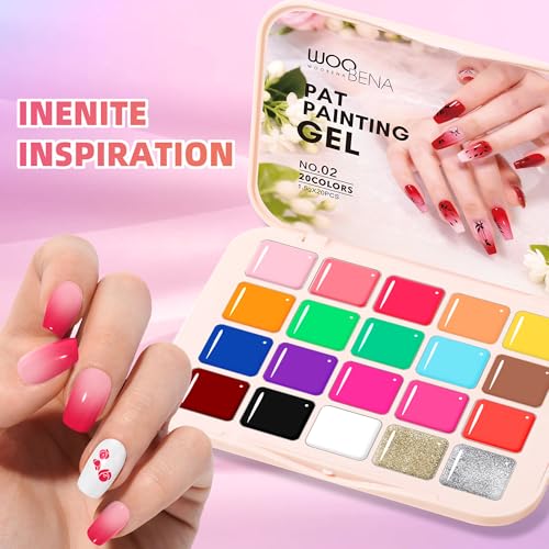 20 Colors Ombre Gel Nail Polish - Sponge Pat Painting Gel for Gradient Nails, Aura & French Manicure, Fluffy Cloud Texture with No-Wipe Glossy Finish, DIY Nail Art Kit for Beginners & Professionals - color: 20-Colors-A
