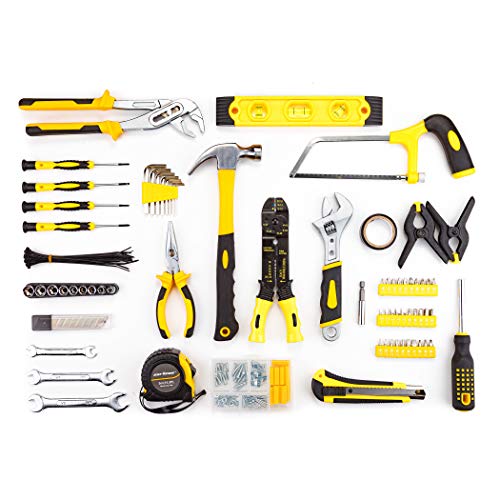 CARTMAN 218-Piece Household Tool Set, Yellow Home Repair Kit With Tool Case - style: 218 PC