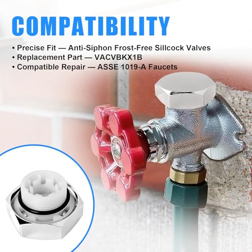 Vacuum Breaker Repair Kit VACVBKX1B, Compatible with Outdoor Anti-Siphon Frost-Free Sillcock Faucet Hose Bib Spigot with 0.85-Inch Threads