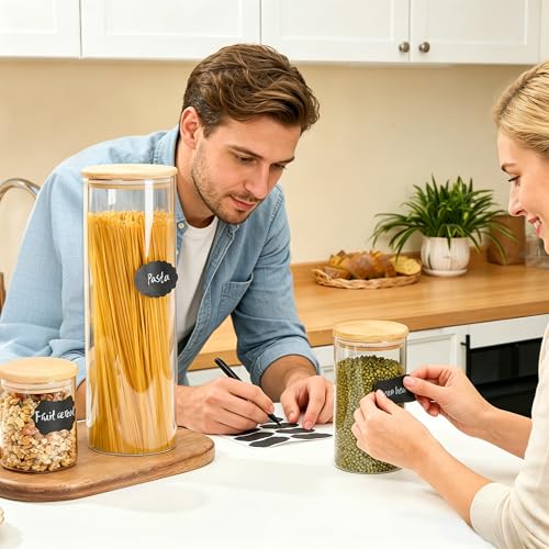 Vtopmart 74oz/27oz/20oz Glass Food Jars with Airtight Bamboo Lids, 3 Pack - size: 3 Pack (74oz/27oz/20oz)