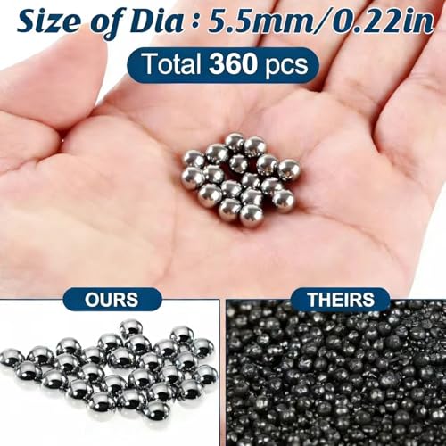360PCS 5.5mm Carbon Steel Precision Balls, Mirror Polished Bearing Balls for Drawer Slides, Casters, Door Locks & DIY Projects - size: 360 Pcs - 5.5mm, style: Stainless Steel