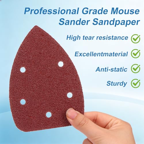 150pcs Mouse Detail Sander Sandpaper Assorted Grits - style: 150pcs：each 30 of40/80/120/180/240 grit