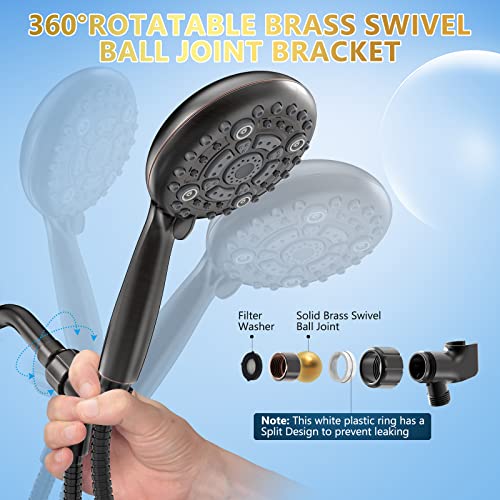 6 Spray Modes High Pressure Handheld Showerhead Set Upgraded - color: Oil Rubbed Bronze