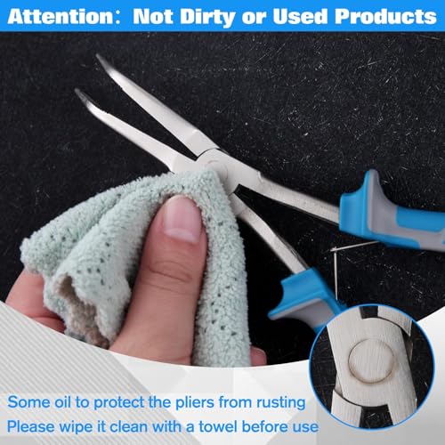 SPEEDWOX Long Reach Bent Needle Nose Pliers with Serrated Jaw Extra Long Nose Precision Wire Looping Pliers Needle Remover Pliers for Hard to Reach Narrow Spaces Jewelry Making Tools Fishing Tools - style: Curved needle nose pliers, serrated jaw