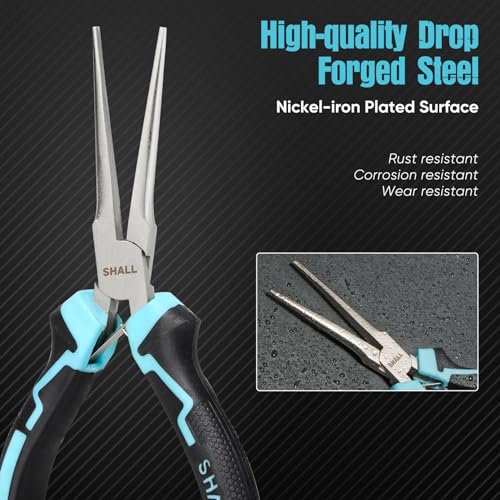 SHALL 6" Mini Needle Nose Pliers, Long Nose Pliers w/Comfort Grip Handles & Non-Serrated Drop Forged Steel Jaws, Small Needle Nose Pliers for Jewelry Making, Wire Wrapping, Crafts, Electronic Repair - size: 1PC 6"