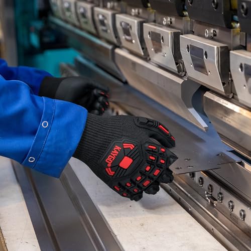 KAYGO TPR Impact Resistant Work Gloves for Men, MicroFoam Nitrile Coated | ANSI Cut Resistant Level A3, Anti-Abrasion & Firm Grip, TPR Back Impact Guard, for Mechanics, Construction, Glass Handling - size: X-Large