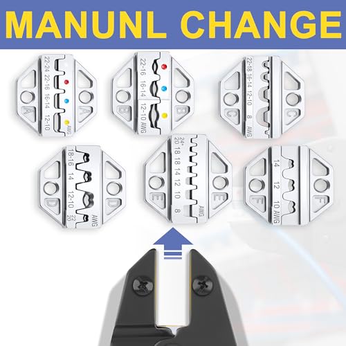 haisstronica 6PCS Crimping Tool Set, Interchangeable Terminal Dies