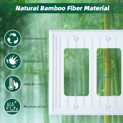White Natural Material Double Decorator Outlet Cover Wall Plate(2-Pack) - size: Double Decorator