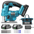 SEESII Jig Saw, Cordless Jigsaw Tool with 2×2.0Ah Batteries and Charger - color: Blue