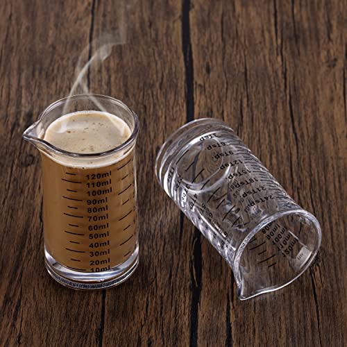Ackers 4 Oz Glass Measuring Cup,Borosilicate Shot Glass with V-Shaped Spout-Black Line - color: Black