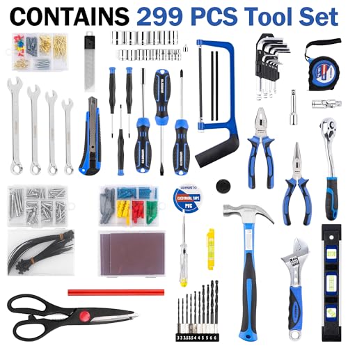 URASISTO 366 Piece Home Repair Tool Kit, Auto Repair Tool Set, General Home Toolbox Storage Case with Drawer, General Household Tool Kit
