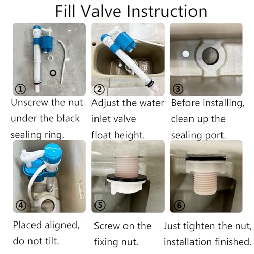 T Tulead Toilet Flush Valve 2.5", Fill Valve 1/2", Push Button 2.24" Dia - size: Small