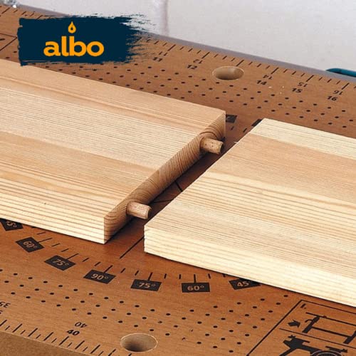 ALBO Wooden Dowel Pins 3/8 x 1 1/2 inch Fluted Wood Dowels Rods 150 Pack Hardwood Crafts Dowel Pegs - size: 3/8"- 150 Psc