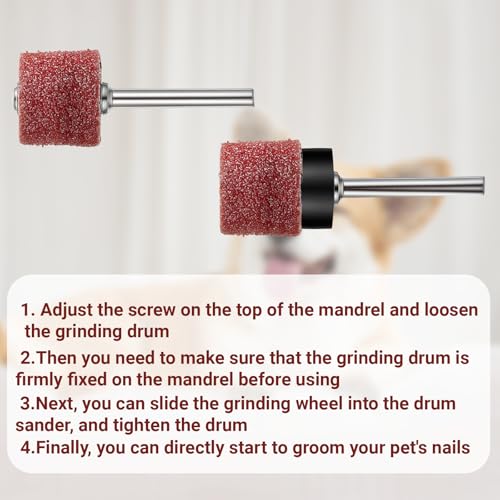 62 Pcs Pet Nail Grinder Replacement Kit With Grit Sanding Bands Nail Sanding Bands Dog Nail Grinder Replacement Heads Black Grinding Drums Pet Smoother Claw Care Dog Claw Grooming Supplies (80#/120#)