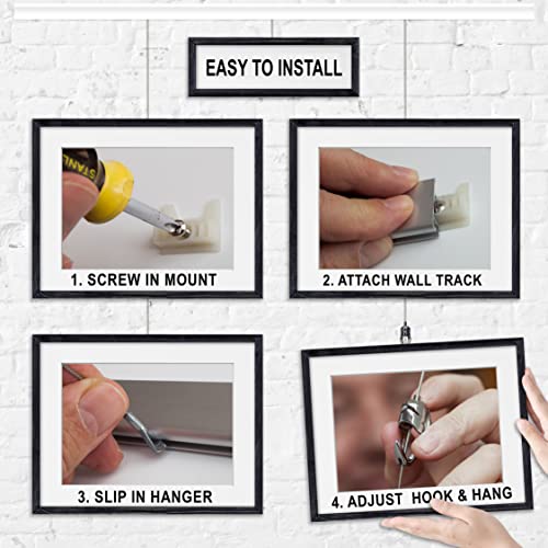 GalleryOne Pro Picture Hanging System Set - Covers 18 ft of Wall Space - Heavy Duty Discreet Picture Rails & Art Hanging Kit Without Nails - for Home or Office - color: White