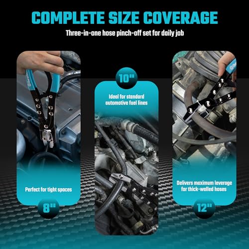 DURATECH Ratcheting Hose Pinch off Pliers, Hose Clamp Pliers, 3-Piece Set