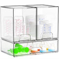 Yieach 3 Set Clear Baby Bottle Organizer for Countertop,BPA FREE Bottle Station Organizer for Breast Pump Parts,Pacifier and Baby Accessories,Stackable Drawers for Bathroom,Cabinet,Pantry Organization - style: 3 PACK