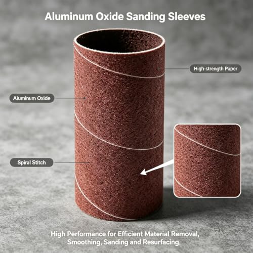 18 Pack Spindle Sander Sanding Sleeves,4-1/2inch Long Sandpaper Sleeves Assorted Grit 80/150/240, 6 Sizes Diameter Kit(1/2inch, 3/4inch, 1inch, 1-1/2inch, 2inch, 3inch) - size: 18 PCS