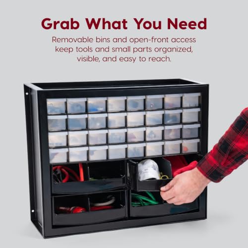 IRIS USA 32-Drawer Organizer with 4 Bins and Dividers, Garage Tool, Black - color: Black, size: 32 Drawer + 4 Bin