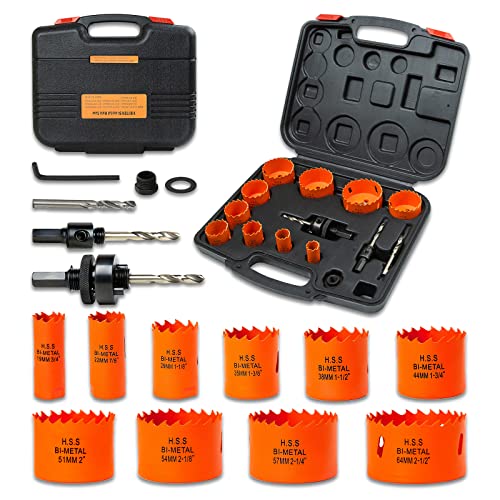 Hole Saw Kit for Wood Metal Plastic, Bi-Metal Cutter Set, 10PCS - color: Orange