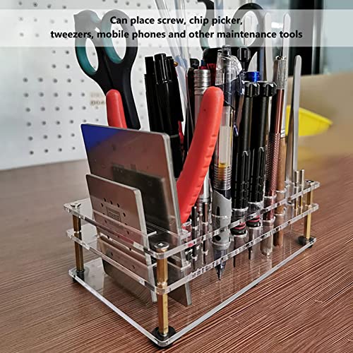 Screwdriver Storage Rack, Acrylic Tool Stand, Transparent, Portable & Lightweight, Ideal for Hardware Tools & Repair Items