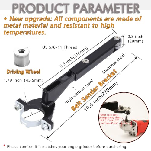 Belt Sander Attachments for Angle Grinder,3/4 x 20.5" Detailing Bandfile Sander Adapter,US 5/8-11 Thread,Suitable for Welding Points Grinding,Woodworking and Metal Rust Removal.(∅45mm)