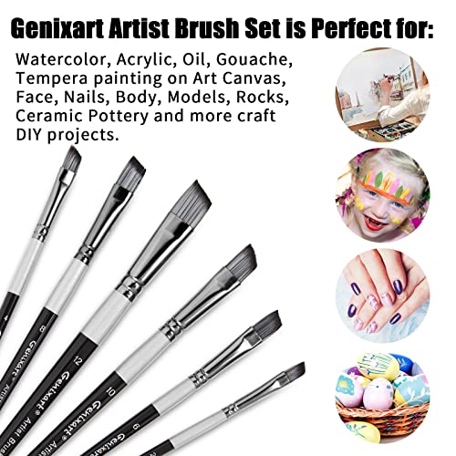 Genixart Angle Paint Brush Set – Art Paintbrushes Acrylic Oil Watercolor - size: Angle - 6 Pcs