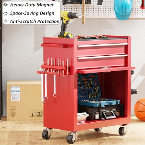 MUTUACTOR Magnetic Screwdriver Rack,1PCS Heavy Duty Magnetic Mount Red Screwdriver Organizer,Magnetic Tool Holder Durable Storage Holder for Multiple Screwdriver Plier Shear Tool Chest Cart Workbench - style: Red Drill Bits Wrench Holder