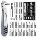 TUXIYA 30in1 Right Angle Screwdriver, 36-Tooth Mini Ratchet Wrench