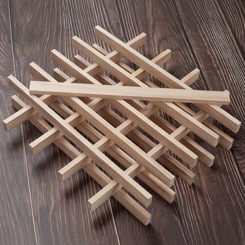 Wooden Dowels for Crafts, Wood Strips Wood Trim Slats for Wall 3/8" × 1" × 15", 15 PCS Square Dowel Rods Wooden Sticks for Crafts, Unfinished Hardwood Sticks Flat Lumber Boards for Woodworking - size: 3/8x1x15 in - 15PCS