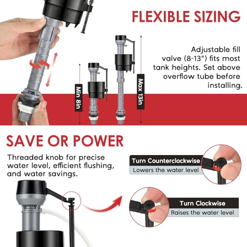 Universal Toilet Flush Valve Replacement Kit, Inside Tank Repair Kit - color: RED 1