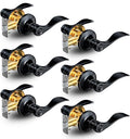 Veise 6 Pack Interior Privacy Door Handle Levers Lock Keyless, Matte Black - color: Matte Black