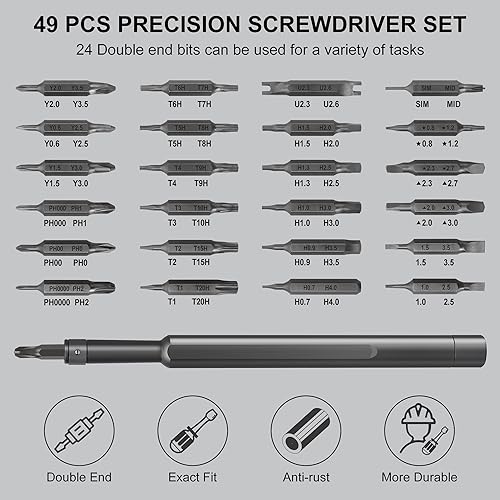 SHARDEN Precision Screwdriver Set for Electronic Repair 49 in 1 | Small Screwdriver Set, Magnetic Repair Tool Kit for Laptop, iPhone, Cell Phone, PC, MacBook, Computer, PS5, Glasses, Watch - color: 49 in 1 Black