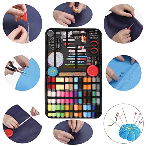 Sewing Kit, 184 Large Premium Sewing Supplies, 38 XL Thread Spools, Suitable for Traveller, Adults, Kids, Beginner, Emergency, DIY and Home Button Repair Kit - size: L