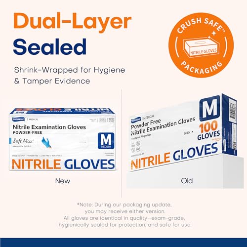 Supmedic Medical Soft Max Nitrile Exam Gloves Powder-Free Disposable 100 Ct - color: Blue (Medium)