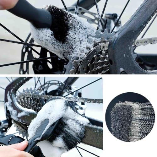 17PCS Bike Cleaning Kit, Bicycle Cleaner Toolbox with All-Weather Chain Lube, Chain Scrubber, Degreaser, Body Cleaner, Brushes, Sponge, Towel & Gear Floss for MTB/Mountain/Road/E Bikes