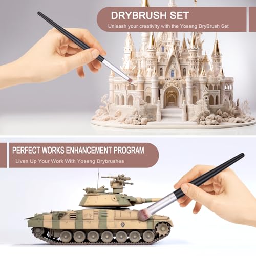 Drybrush Set - Premium Art Paintbrush Set for Miniatures,6 Different Sizes - style: 6P Black