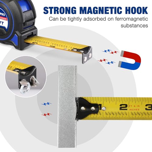 WORKPRO 16FT Tape Measure, 2 Pcs Heavy Duty Retractable Tape Measurement - color: Blue, size: 16FT