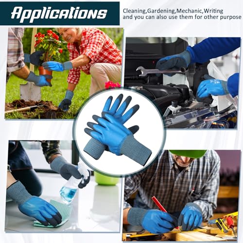 Mimorou 12 Pairs Waterproof Work Gloves Double Coated Rubber - size: Medium