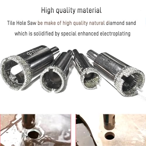 Diamond Drill Bits for Glass, 1/8"-1/2" Diamond Hole Saw Kit | Glass Drill Bits for Ceramic Tile, Pots, Marble, Bottles, Porcelain, Granite, Stone - size: 1/8"-1/2"